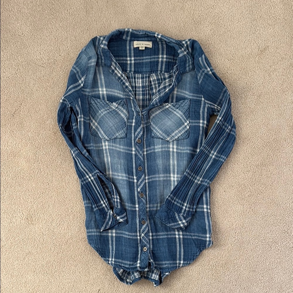 Cloth & Stone Indigo Plaid Shirt